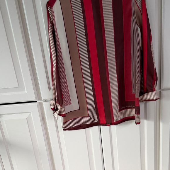 Lafayette 148 New York Red and Brown Geometric Button Down Shirt - Picture 3 of 6